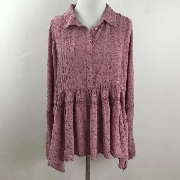 Lucky Brand Rose Floral Boho Blouse s - Picture 2 of 10